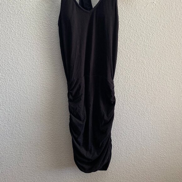 Athleta Tee Racerback Dress Sleeveless Ruched Black Size XS Extra Small 438832 - Picture 7 of 8